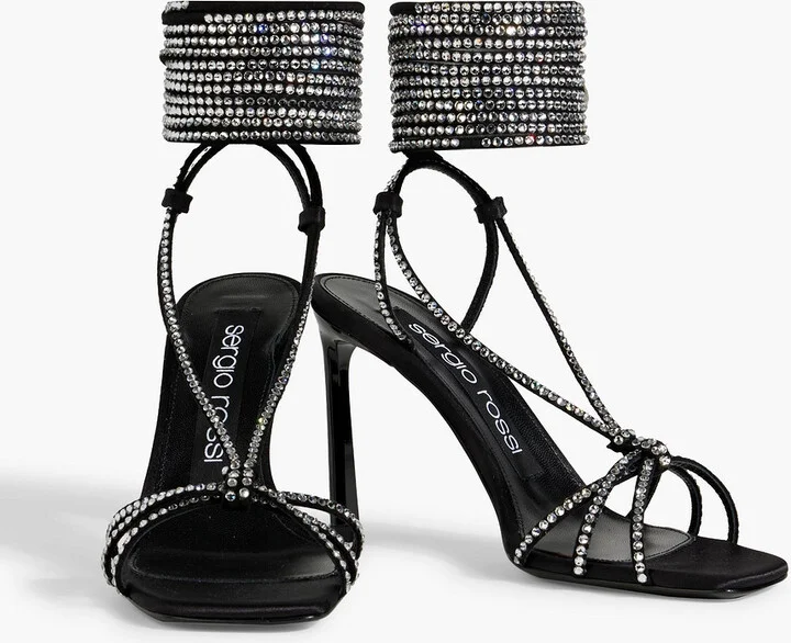 sr Dea Crystal 95 embellished suede and satin sandals - Image 2