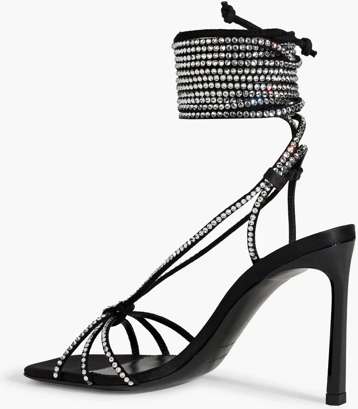 sr Dea Crystal 95 embellished suede and satin sandals - Image 3