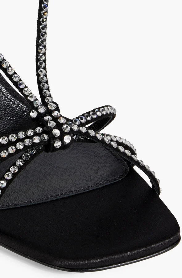 sr Dea Crystal 95 embellished suede and satin sandals - Image 4