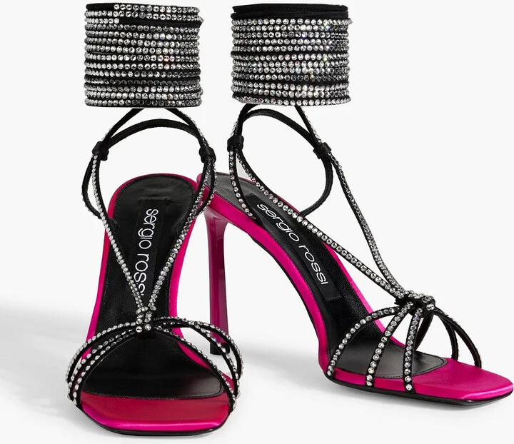 sr Dea Crystal 95 embellished suede and satin sandals - Image 5