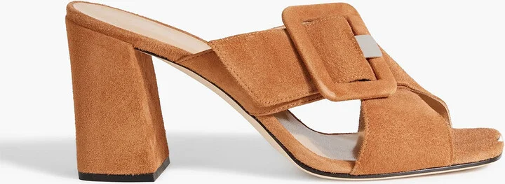sr Mia 80 buckled suede mules