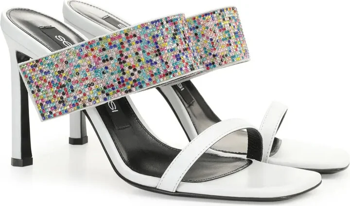 sr Paris 95mm rhinestone-embellished leather sandals - Image 2