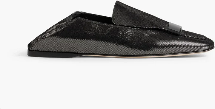Sr1 05 Embellished Metallic Suede Collapsible-Heel Loafers - Image 5