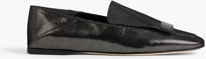 Sr1 05 Embellished Metallic Suede Collapsible-Heel Loafers