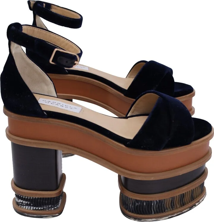 SS18 Runway Charlie Sandals in Navy Blue Velvet