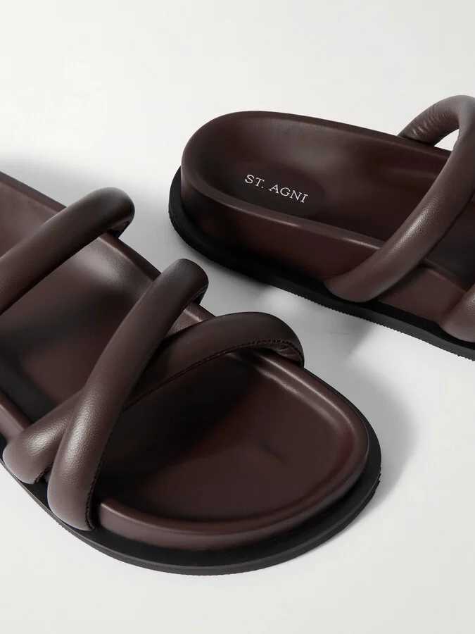 ST. AGNI - Leather Slides - Brown - Image 4