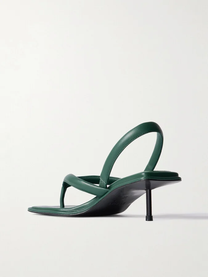 ST. AGNI - Leather Slingback Sandals - Green - Image 3