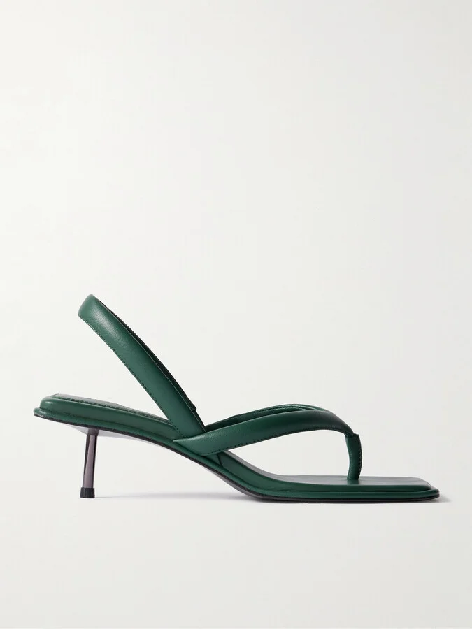 ST. AGNI - Leather Slingback Sandals - Green