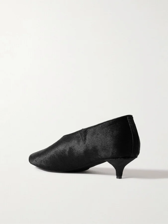 ST. AGNI - Leather-trimmed Calf Hair Pumps - Black - Image 3