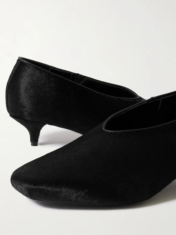 ST. AGNI - Leather-trimmed Calf Hair Pumps - Black - Image 4