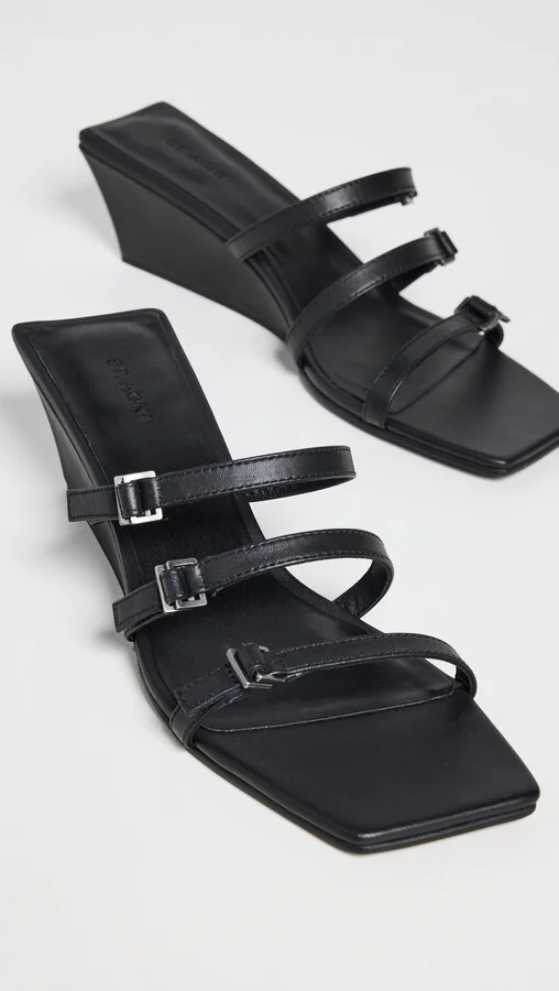 St. Agni Mini Ring Detail Wedge Sandals - Image 2