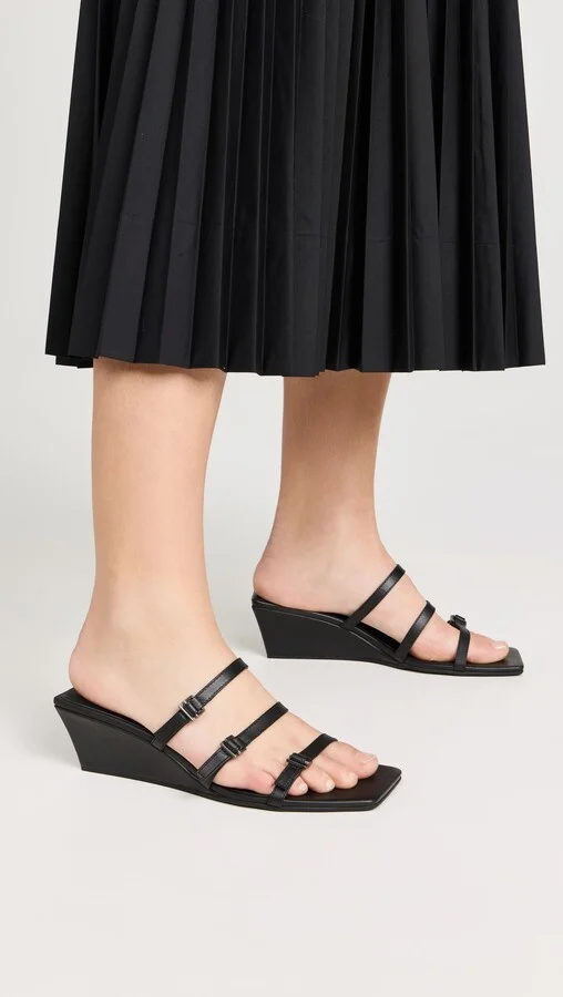 St. Agni Mini Ring Detail Wedge Sandals - Image 3