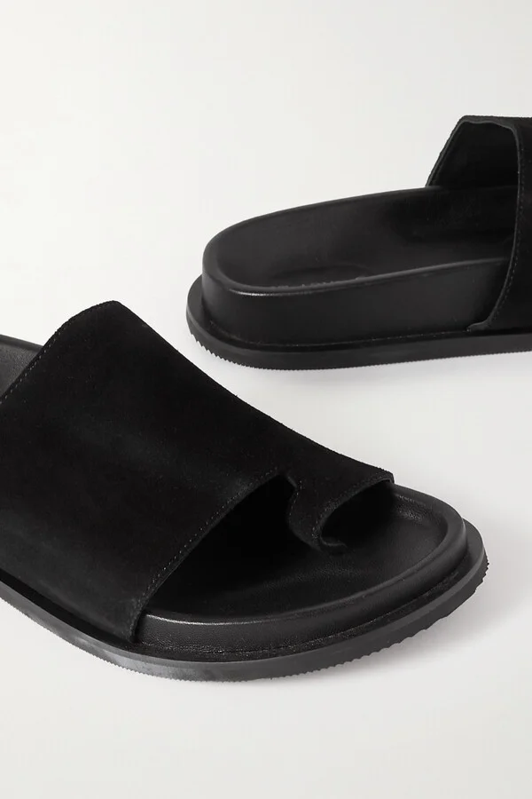 ST. AGNI - + Net Sustain Loe Suede And Leather Slides - Black - Image 4