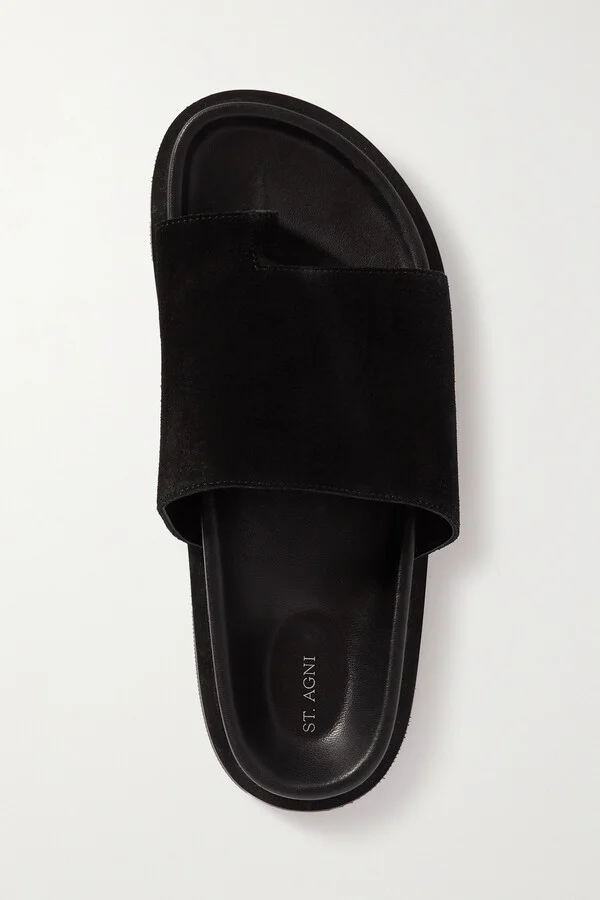 ST. AGNI - + Net Sustain Loe Suede And Leather Slides - Black - Image 5