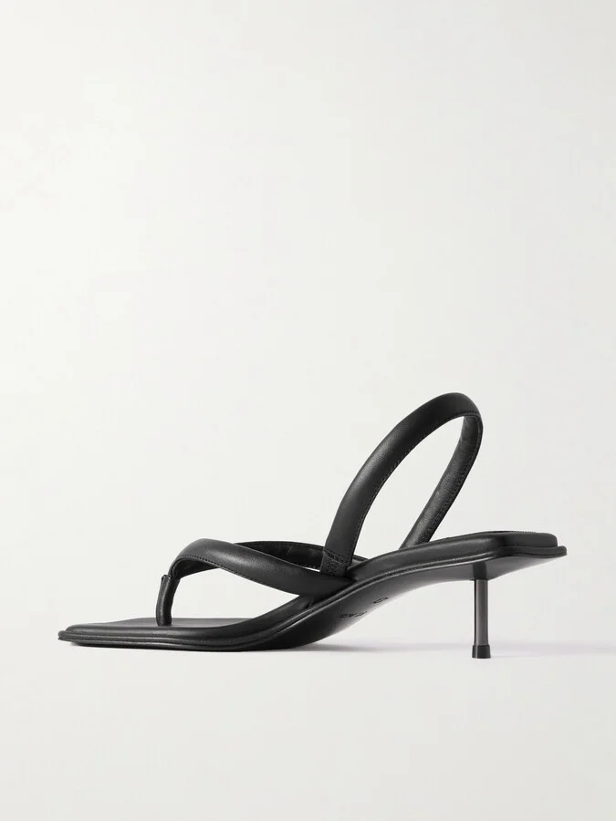 ST. AGNI - Padded Leather Slingback Sandals - Black - Image 3