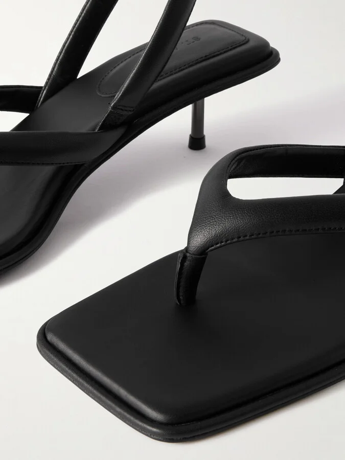 ST. AGNI - Padded Leather Slingback Sandals - Black - Image 4