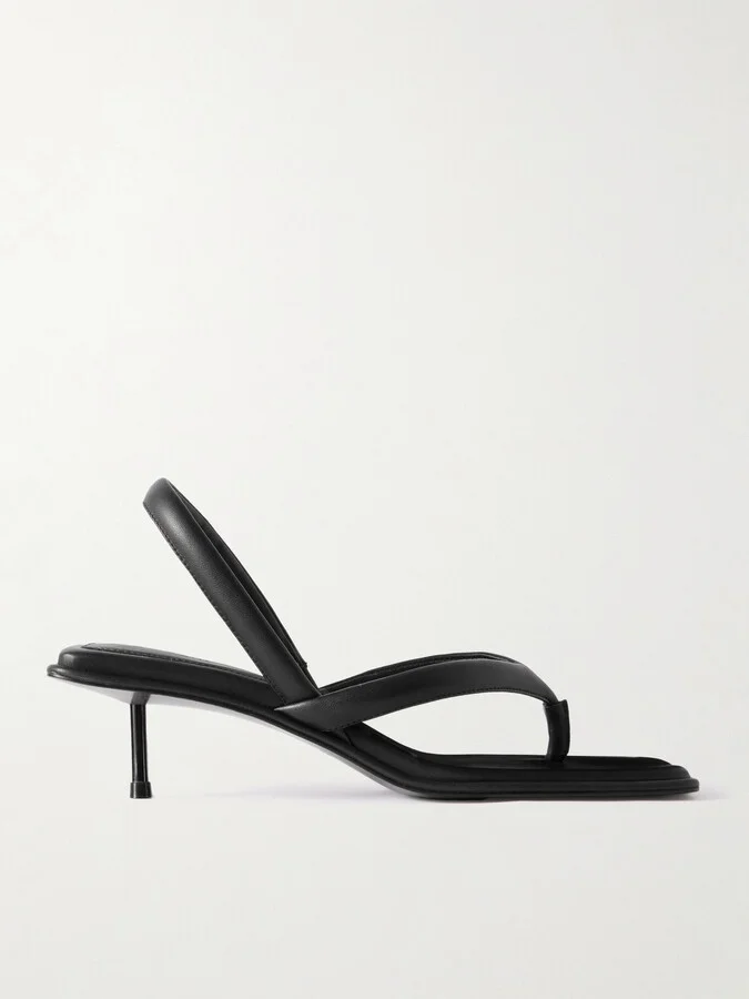 ST. AGNI - Padded Leather Slingback Sandals - Black