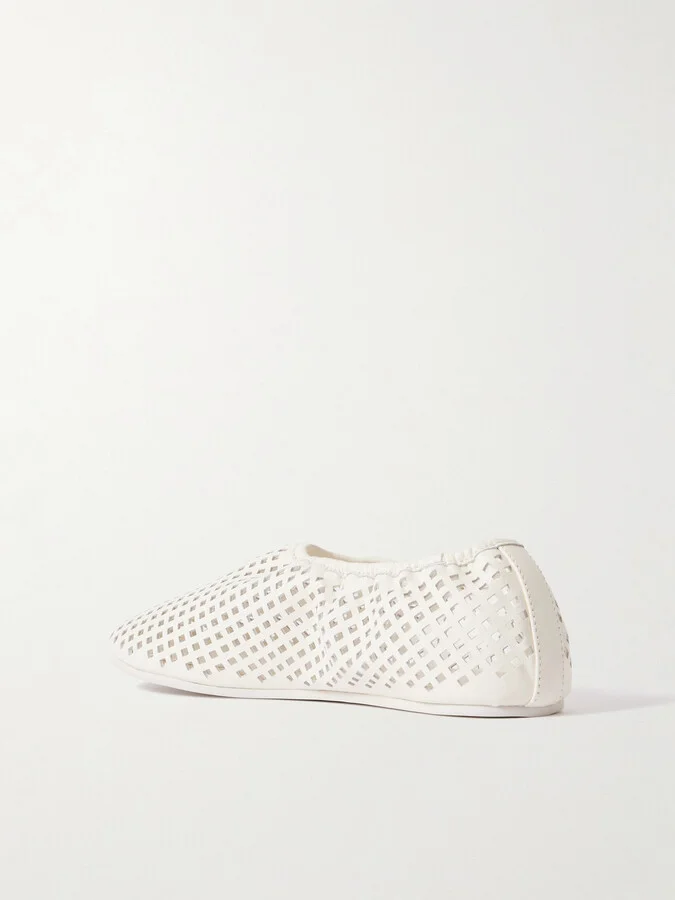 ST. AGNI - Perforated Leather Ballet Flats - White - Image 3