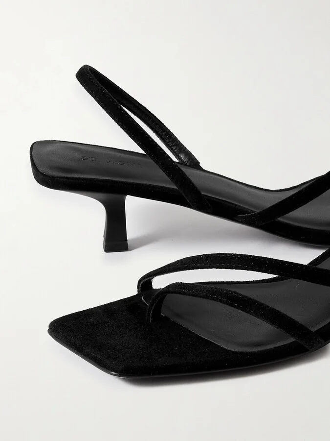 ST. AGNI - Pina Suede Slingback Sandals - Black - Image 4