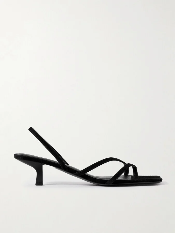 ST. AGNI - Pina Suede Slingback Sandals - Black