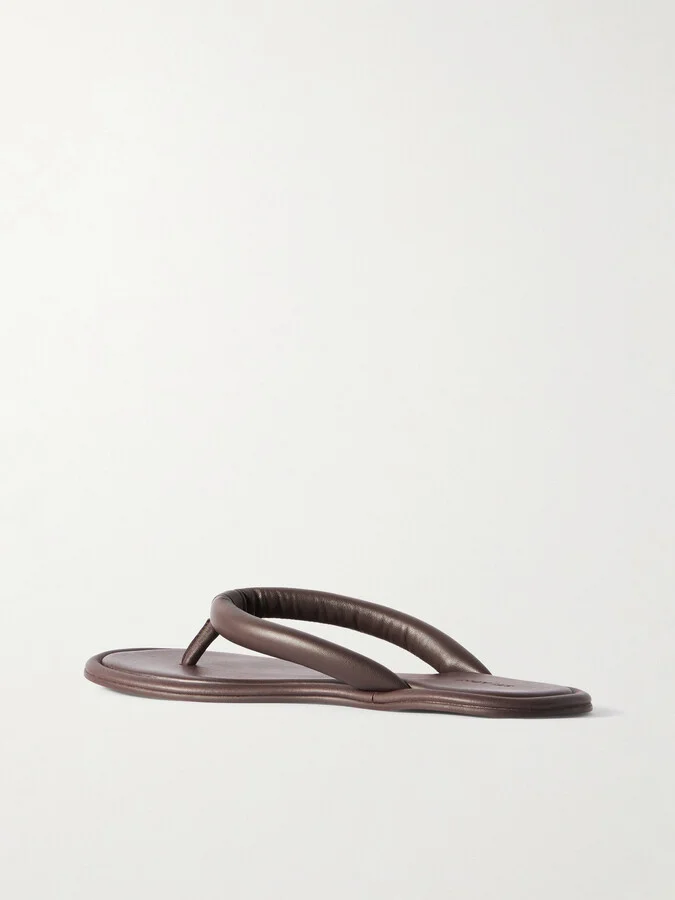 ST. AGNI - Sumi Padded Leather Flip Flops - Brown - Image 3