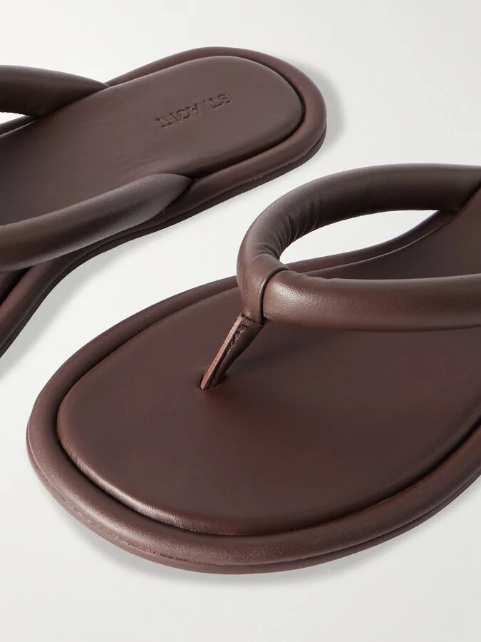 ST. AGNI - Sumi Padded Leather Flip Flops - Brown - Image 4