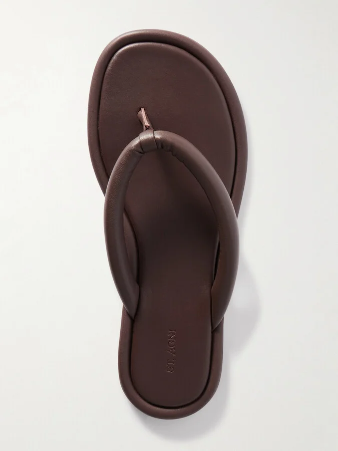ST. AGNI - Sumi Padded Leather Flip Flops - Brown - Image 5