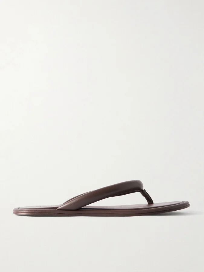 ST. AGNI - Sumi Padded Leather Flip Flops - Brown
