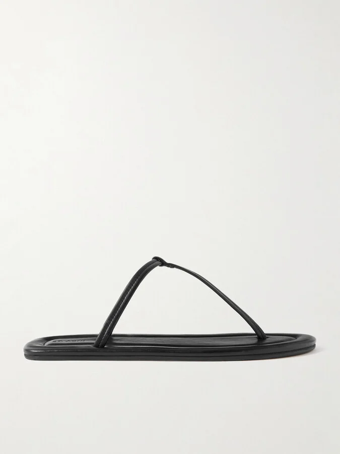 ST. AGNI - T Leather Sandals - Black