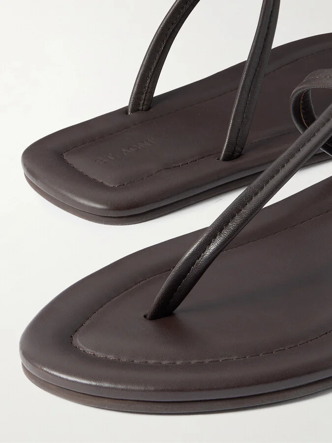 ST. AGNI - T Leather Sandals - Brown - Image 4