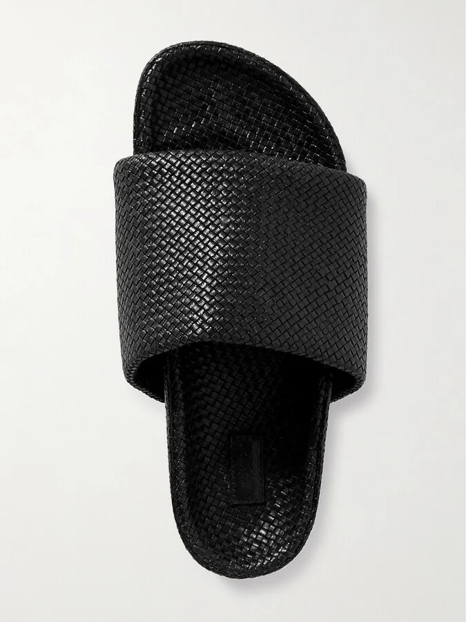 ST. AGNI - Woven Leather Platform Slides - Black - Image 5