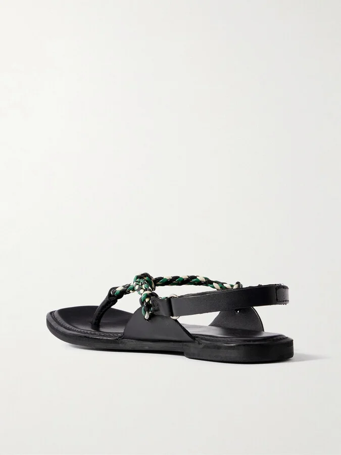 ST. AGNI - Woven Leather Sandals - Black - Image 3