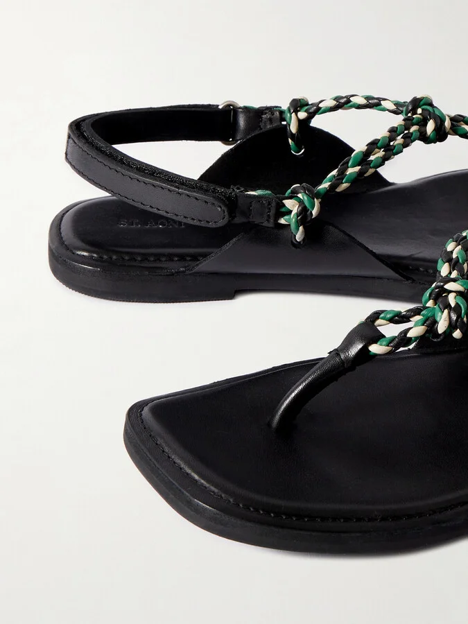 ST. AGNI - Woven Leather Sandals - Black - Image 4