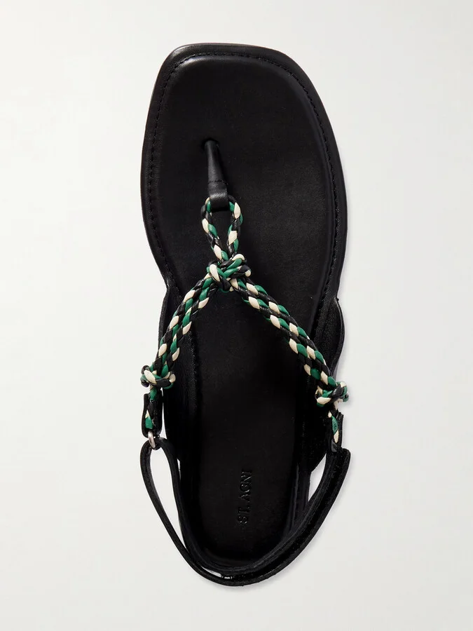 ST. AGNI - Woven Leather Sandals - Black - Image 5