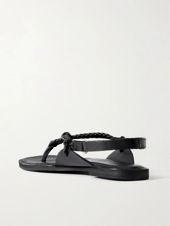 ST. AGNI - Woven Leather Sandals - Black - Image 3