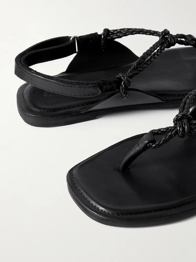 ST. AGNI - Woven Leather Sandals - Black - Image 4