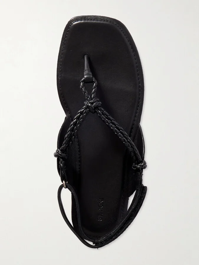 ST. AGNI - Woven Leather Sandals - Black - Image 5