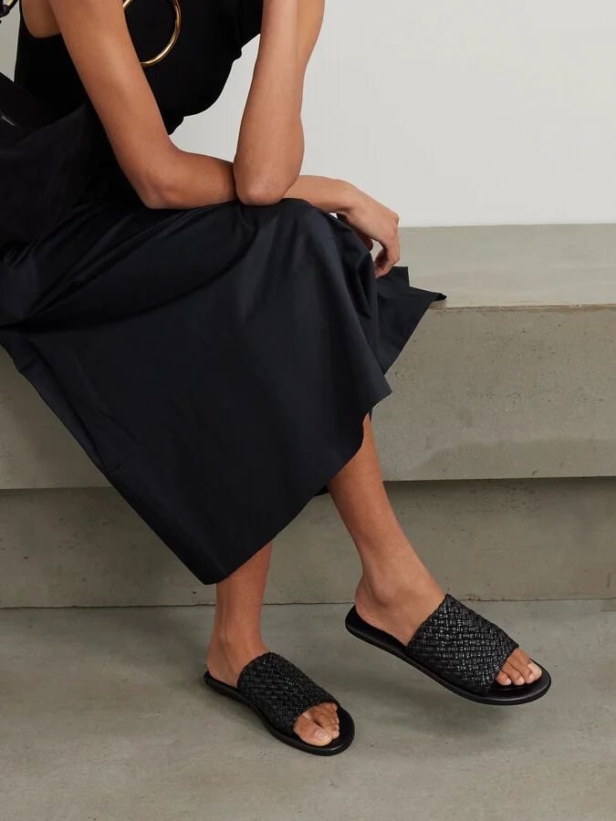 ST. AGNI - Woven Leather Sandals - Black - Image 2