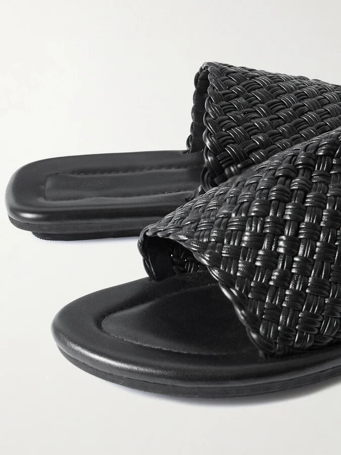 ST. AGNI - Woven Leather Sandals - Black - Image 4