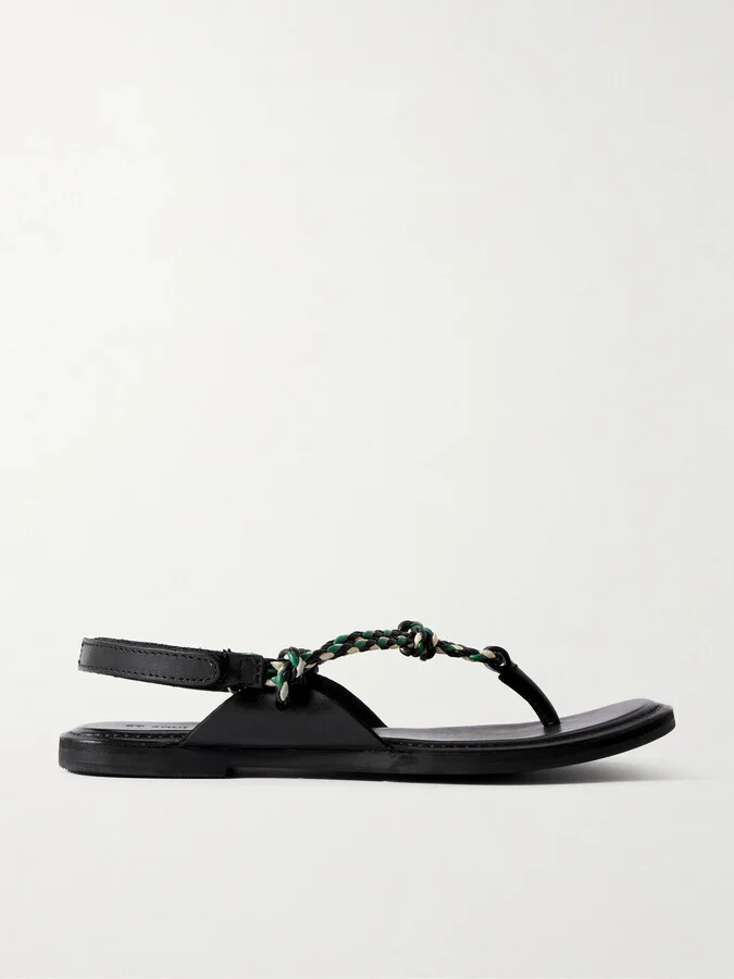 ST. AGNI - Woven Leather Sandals - Black