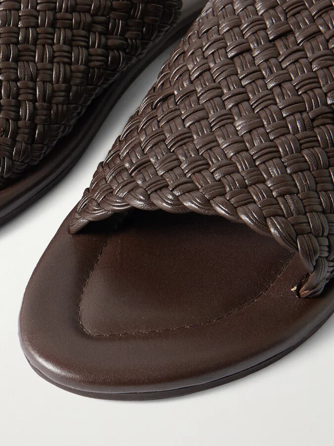 ST. AGNI - Woven Leather Sandals - Brown - Image 4