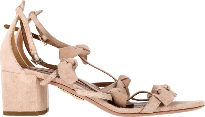 St Tropez Bow 50mm Sandal in Beige Suede