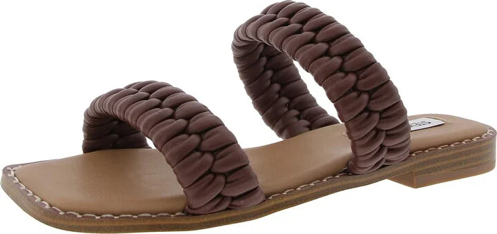 Stacie Womens Woven Faux Leather Slide Sandals