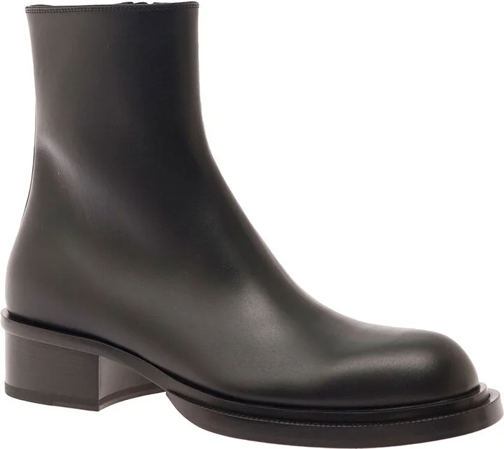 'stack' Black Round-toe Boots In Smooth Leather Man - Image 2
