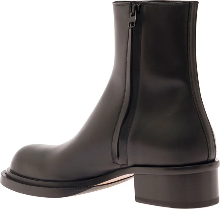 'stack' Black Round-toe Boots In Smooth Leather Man - Image 3