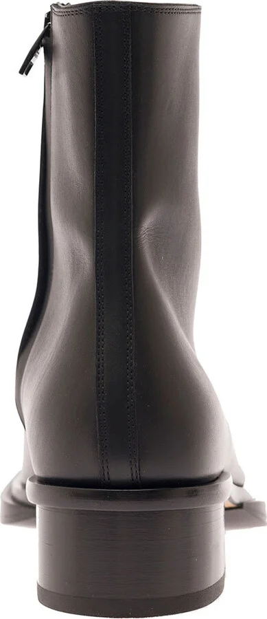 'stack' Black Round-toe Boots In Smooth Leather Man - Image 4