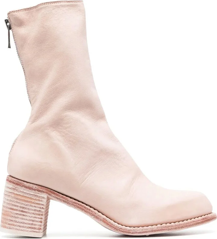 Stack-Heel Leather Ankle Boots