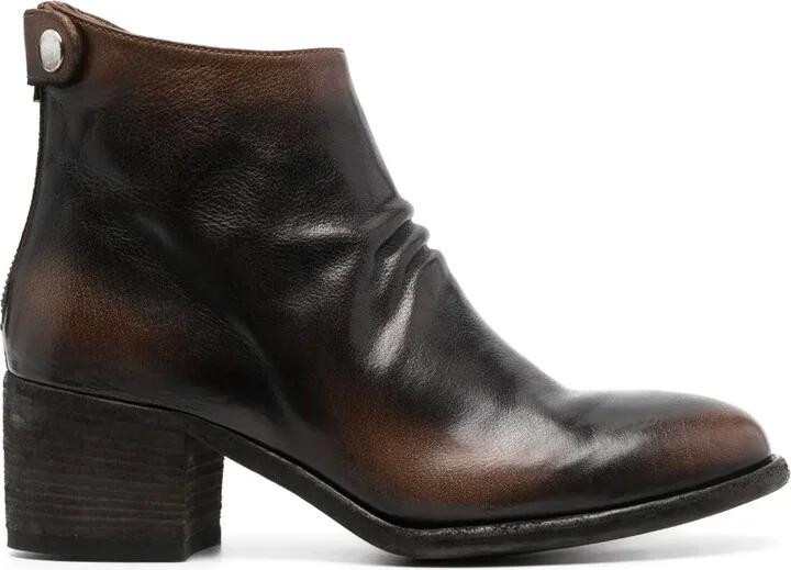Stacked-Heel Leather Boots