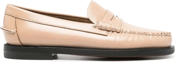 Stacked-Heel Leather Loafers