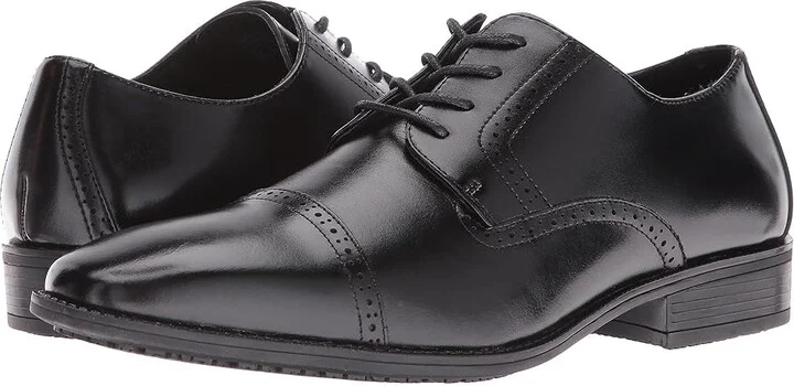 Stacy Adams Abbott Slip Resistant Cap Toe Oxford Men's Lace Up Cap Toe Shoes Black : 7 D - Medium, Leather